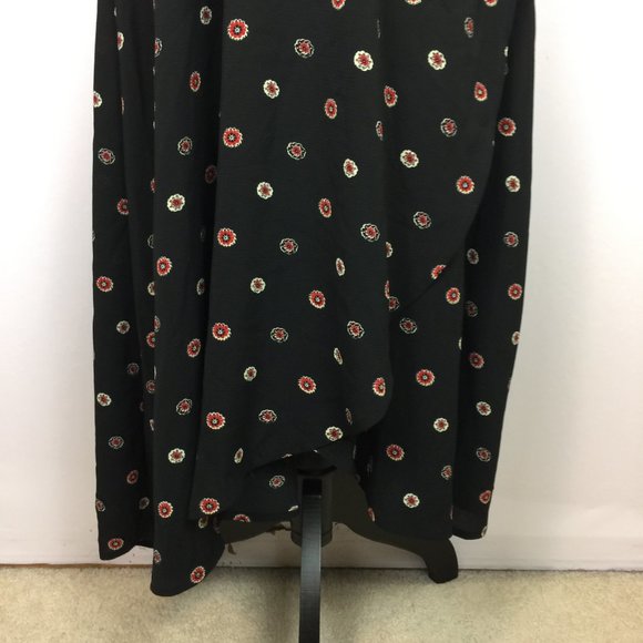 Studio B by Bobeau Hi-Low Maxi Wrap Dress Sz L Womans Black Floral Short Sleeve - Picture 11 of 16